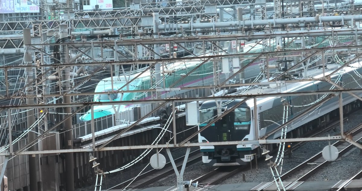 下御隠殿橋から見えるE5系新幹線とE257系